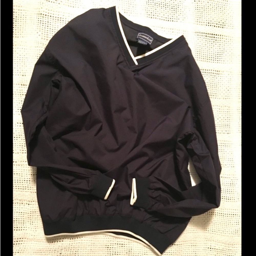 Charter Club Navy Blue & White windbreaker w/ Pockets